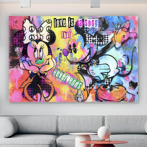 Acrylglasbild Comic Kult Mäuse Paar beim Flirten Querformat