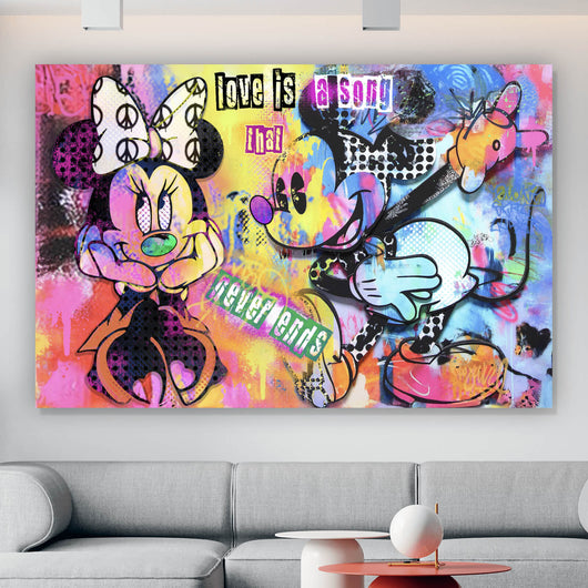 Acrylglasbild Comic Kult Mäuse Paar beim Flirten Querformat