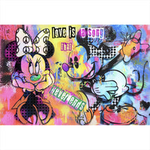 Lade das Bild in den Galerie-Viewer, Acrylglasbild Comic Kult Mäuse Paar beim Flirten Querformat
