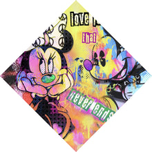 Lade das Bild in den Galerie-Viewer, Aluminiumbild gebürstet Comic Kult Mäuse Paar beim Flirten Raute
