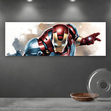 Lade das Bild in den Galerie-Viewer, Aluminiumbild gebürstet Comic Superheld in voller Rüstung Panorama
