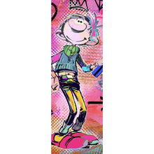 Lade das Bild in den Galerie-Viewer, Aluminiumbild gebürstet Comicfigur mit Spraydose im Graffiti Stil Panorama Hoch
