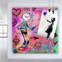 Lade das Bild in den Galerie-Viewer, Poster Comicfigur mit Spraydose im Graffiti Stil Quadrat

