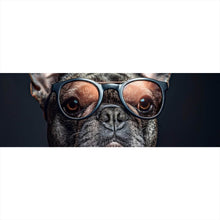 Lade das Bild in den Galerie-Viewer, Acrylglasbild Coole Bulldogge mit Brille und Jacke Panorama
