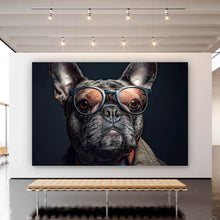 Lade das Bild in den Galerie-Viewer, Poster Coole Bulldogge mit Brille und Jacke Querformat
