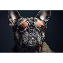 Lade das Bild in den Galerie-Viewer, Poster Coole Bulldogge mit Brille und Jacke Querformat
