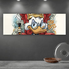 Lade das Bild in den Galerie-Viewer, Aluminiumbild gebürstet Coole Poker Ente mit Krone und Geld Panorama
