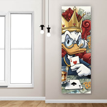 Lade das Bild in den Galerie-Viewer, Aluminiumbild gebürstet Coole Poker Ente mit Krone und Geld Panorama Hoch
