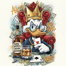 Lade das Bild in den Galerie-Viewer, Spannrahmenbild Coole Poker Ente mit Krone und Geld Quadrat
