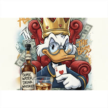 Lade das Bild in den Galerie-Viewer, Acrylglasbild Coole Poker Ente mit Krone und Geld Querformat
