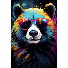Lade das Bild in den Galerie-Viewer, Poster Bunter Panda mit Sonnenbrille Street Art Hochformat
