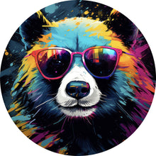 Lade das Bild in den Galerie-Viewer, Aluminiumbild Bunter Panda mit Sonnenbrille Street Art Kreis
