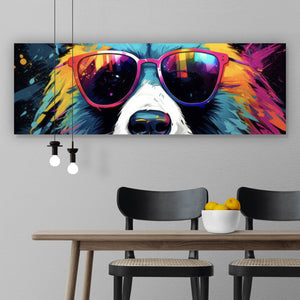 Leinwandbild Bunter Panda mit Sonnenbrille Street Art Panorama