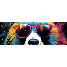 Lade das Bild in den Galerie-Viewer, Aluminiumbild gebürstet Bunter Panda mit Sonnenbrille Street Art Panorama
