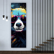 Lade das Bild in den Galerie-Viewer, Poster Bunter Panda mit Sonnenbrille Street Art Panorama Hoch

