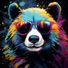 Lade das Bild in den Galerie-Viewer, Poster Bunter Panda mit Sonnenbrille Street Art Quadrat
