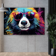 Lade das Bild in den Galerie-Viewer, Acrylglasbild Bunter Panda mit Sonnenbrille Street Art Querformat
