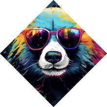 Lade das Bild in den Galerie-Viewer, Leinwandbild Bunter Panda mit Sonnenbrille Street Art Raute
