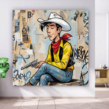 Lade das Bild in den Galerie-Viewer, Spannrahmenbild Cooler Cowboy auf urbanem Hintergrund Quadrat
