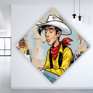 Poster Cooler Cowboy auf urbanem Hintergrund Raute