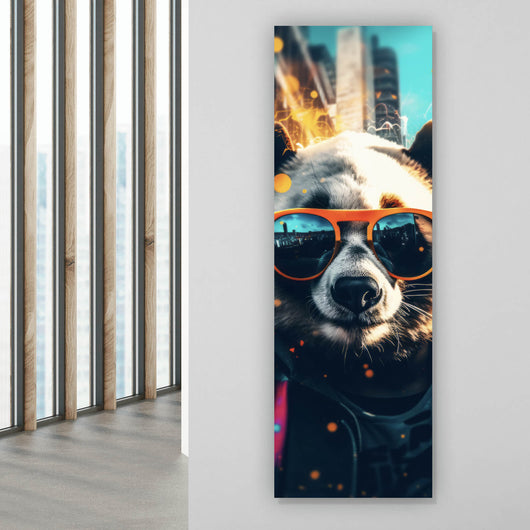 Aluminiumbild gebürstet Cooler Panda mit Sonnenbrille Street Art Panorama Hoch