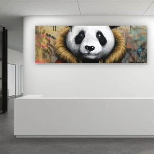 Aluminiumbild Cooler Pandabär im Street Art Style Panorama
