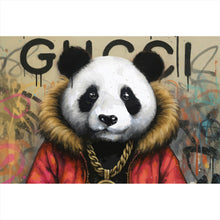 Lade das Bild in den Galerie-Viewer, Leinwandbild Cooler Pandabär im Street Art Style Querformat
