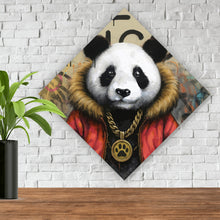 Lade das Bild in den Galerie-Viewer, Leinwandbild Cooler Pandabär im Street Art Style Raute
