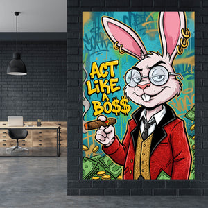 Poster Selbstbewusster Hasenboss Hochformat
