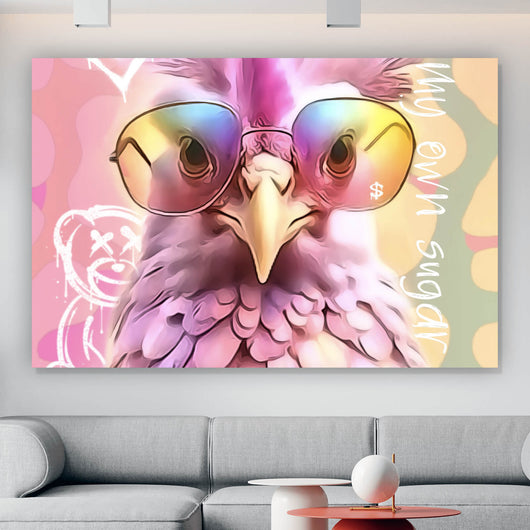 Poster Huhn mit Sonnenbrille Modern Art Querformat