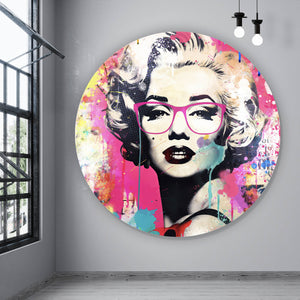 Aluminiumbild Cooles Pop Art Portrait einer Ikone Kreis