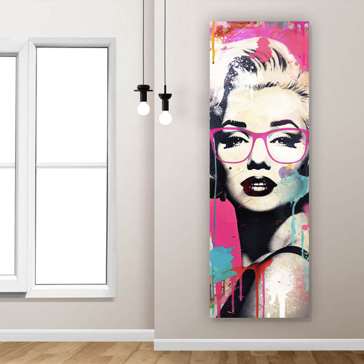 Leinwandbild Cooles Pop Art Portrait einer Ikone Panorama Hoch