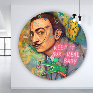 Aluminiumbild Dali mit schmelzender Uhr Kreis