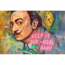 Lade das Bild in den Galerie-Viewer, Spannrahmenbild Dali mit schmelzender Uhr Querformat
