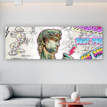 Lade das Bild in den Galerie-Viewer, Leinwandbild David Statue bunte Illustration Street Art Panorama
