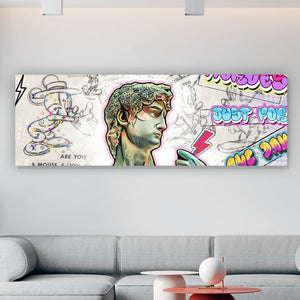 Acrylglasbild David Statue bunte Illustration Street Art Panorama