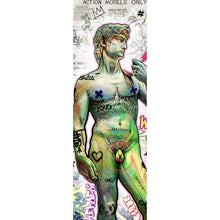 Lade das Bild in den Galerie-Viewer, Aluminiumbild David Statue bunte Illustration Street Art Panorama Hoch
