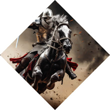 Lade das Bild in den Galerie-Viewer, Acrylglasbild Dramatische Ritter auf stürmischen Schlachtrossen Raute
