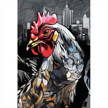Lade das Bild in den Galerie-Viewer, Spannrahmenbild Drei bunte Hühner Digital Art Hochformat
