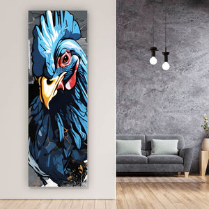 Acrylglasbild Drei bunte Hühner Digital Art Panorama Hoch