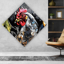 Lade das Bild in den Galerie-Viewer, Spannrahmenbild Drei bunte Hühner Digital Art Raute
