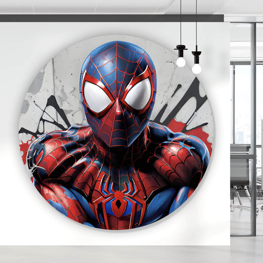 Aluminiumbild gebürstet Superheld Spider Kreis