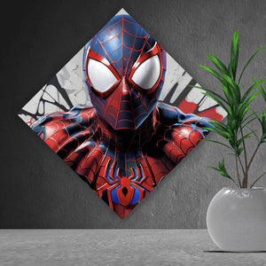 Aluminiumbild Superheld Spider Raute