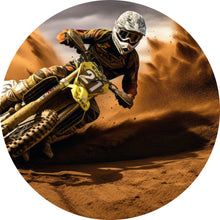 Lade das Bild in den Galerie-Viewer, Aluminiumbild Dynamisches Motocross in vollem Schwung Kreis
