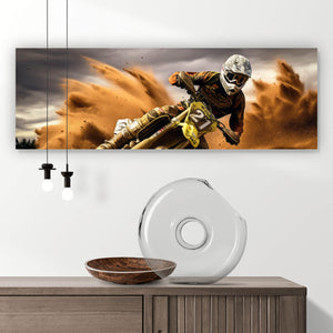 Spannrahmenbild Dynamisches Motocross in vollem Schwung Panorama