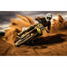Lade das Bild in den Galerie-Viewer, Leinwandbild Dynamisches Motocross in vollem Schwung Querformat
