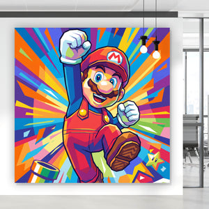 Aluminiumbild Dynamisches Pop Art mit Retro Charakter Quadrat