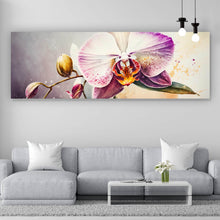 Lade das Bild in den Galerie-Viewer, Aluminiumbild gebürstet Edle Aquarell Orchidee Panorama
