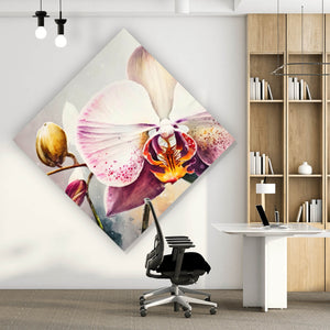 Spannrahmenbild Edle Aquarell Orchidee Raute
