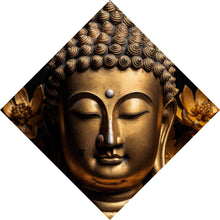 Lade das Bild in den Galerie-Viewer, Leinwandbild Edle Buddha Statue mit floralen Details Raute
